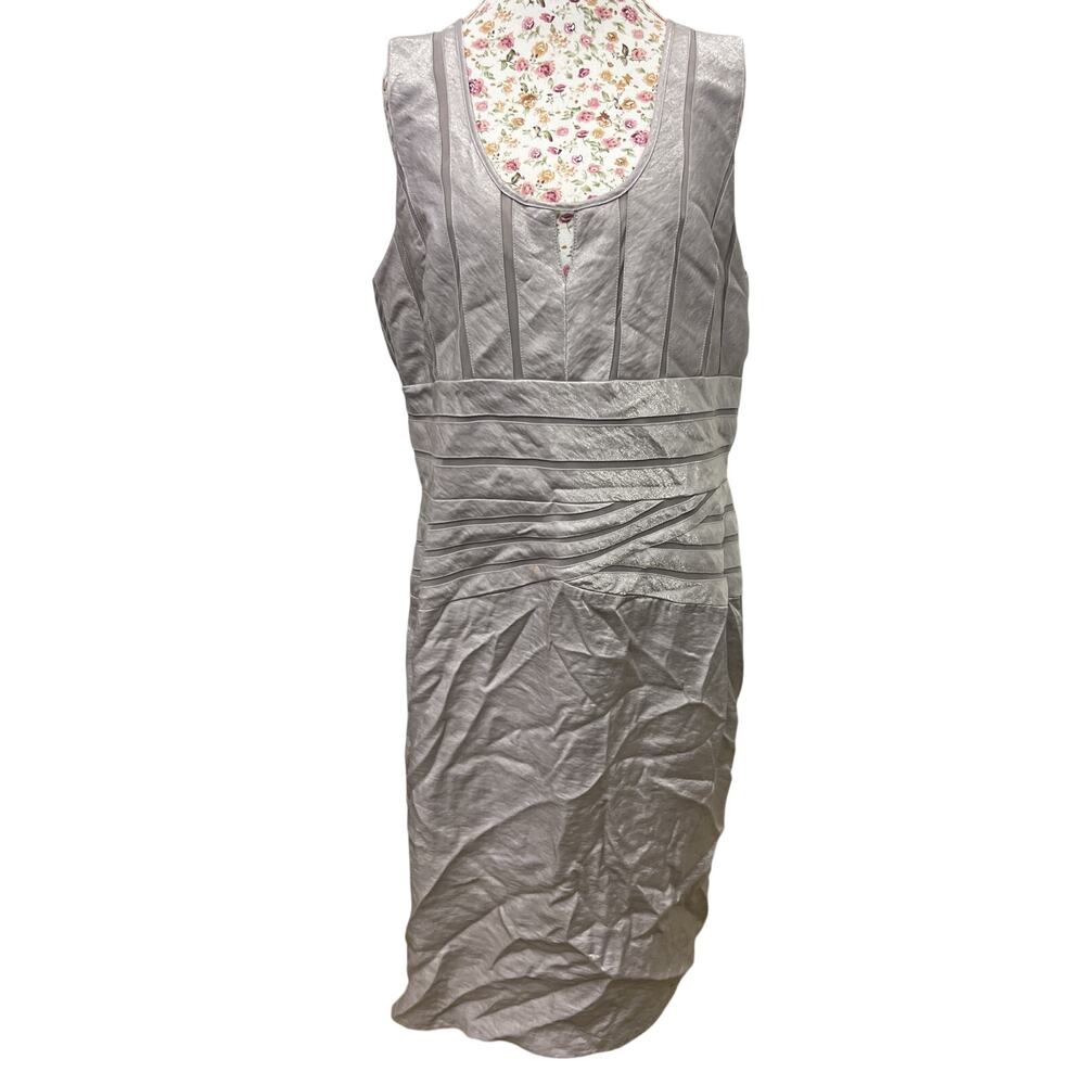 ✨ Ashro 22 Silver Satin Dress Y2K Ruched Sheath Stretch Formal Party Glam